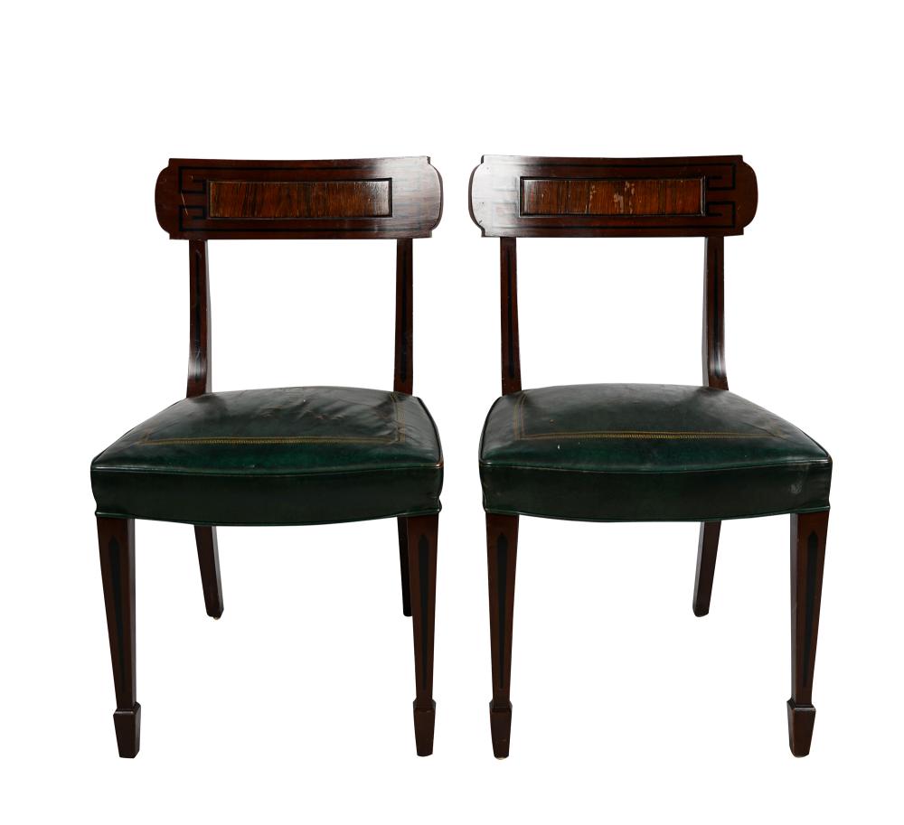 PAIR OF REGENCY STYLE STAINED MAHOGANY