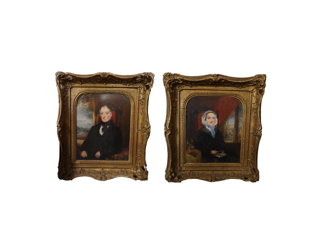 PAIR OF ENGLISH PORTRAIT PAINTINGSoil