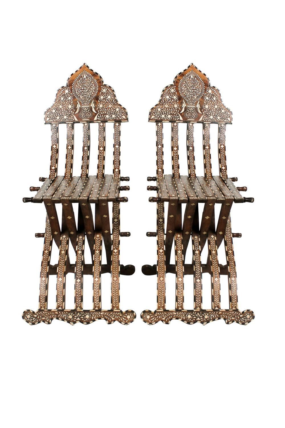 PAIR OF SYRIAN INLAID FOLDING CHAIRSCondition: