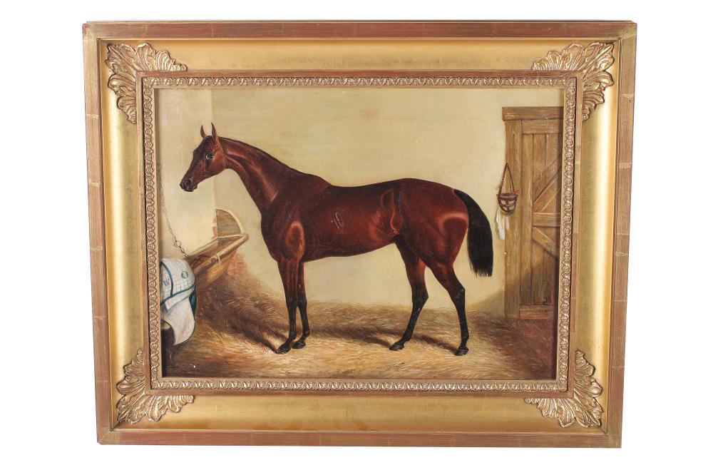 HORSE IN BARNoil on canvas unsigned 33656c