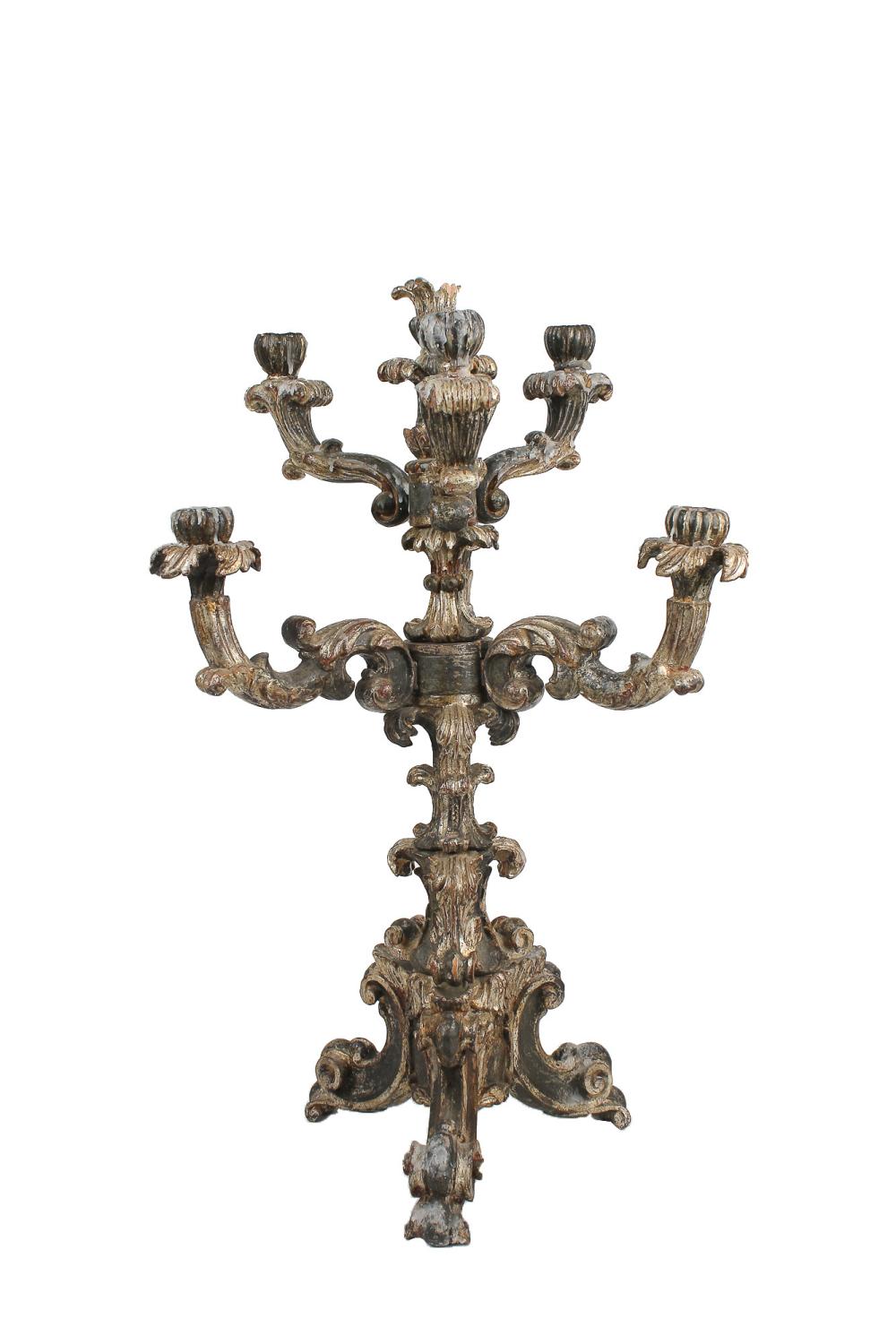 SILVER LEAF WOOD CANDELABRUMseven