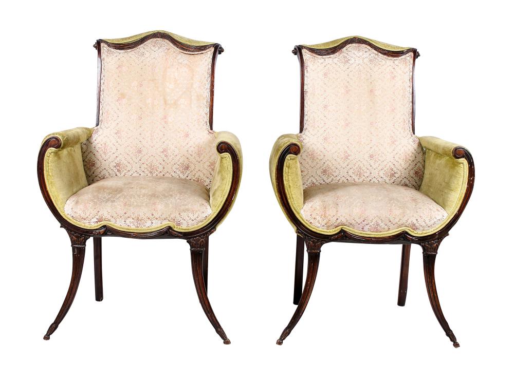 PAIR OF EDWARDIAN MAHOGANY ARMCHAIRSCondition: