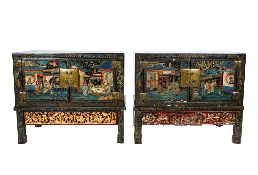 PAIR OF CHINESE CHESTS ON STANDSCondition: