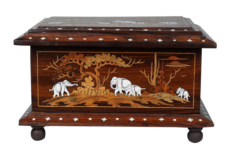 WOOD & BONE INLAID BOXelephant