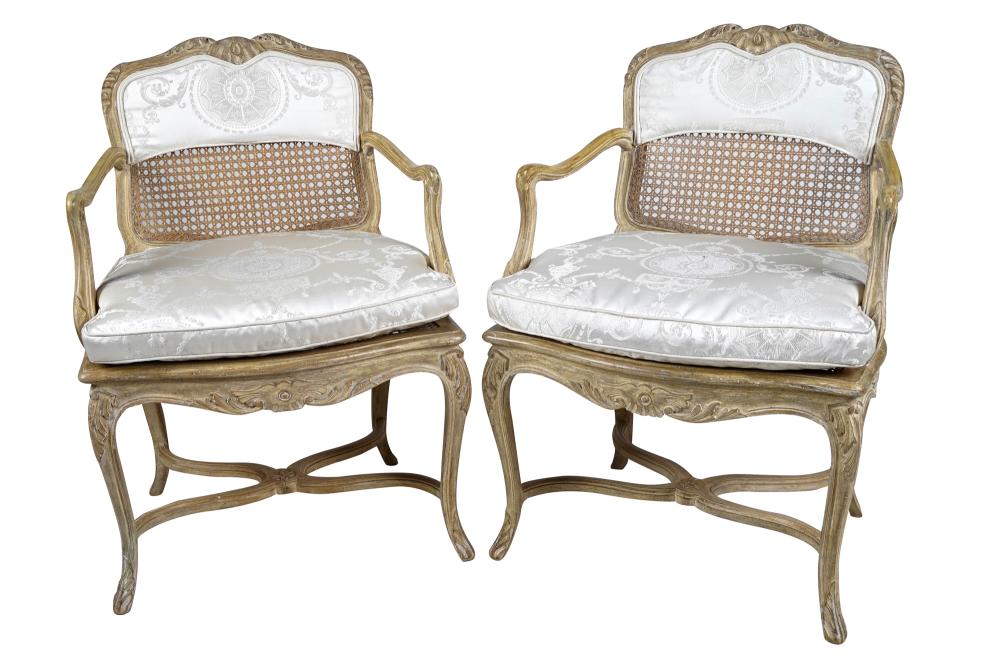 PAIR OF CARVED BLEACHED WOOD FAUTEUILSProvenance  3366d3