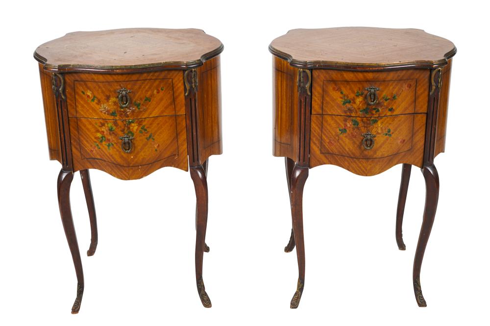 PAIR OF GILT METAL-MOUNTED PARQUETRY