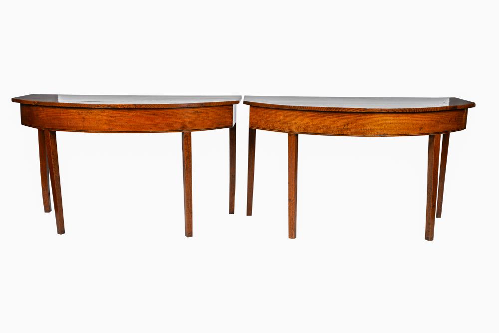 PAIR OF OAK DEMI-LUNE CONSOLE TABLES19th