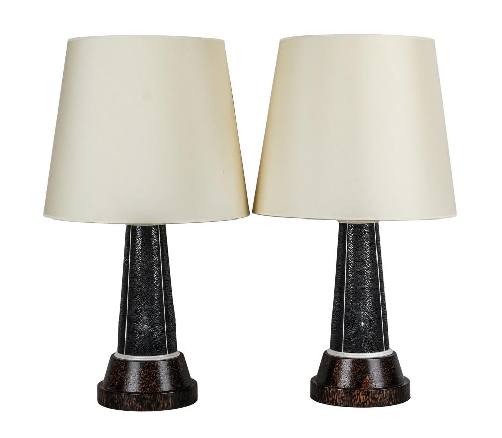 PAIR OF FAUX SHAGREEN TABLE LAMPSset 336706