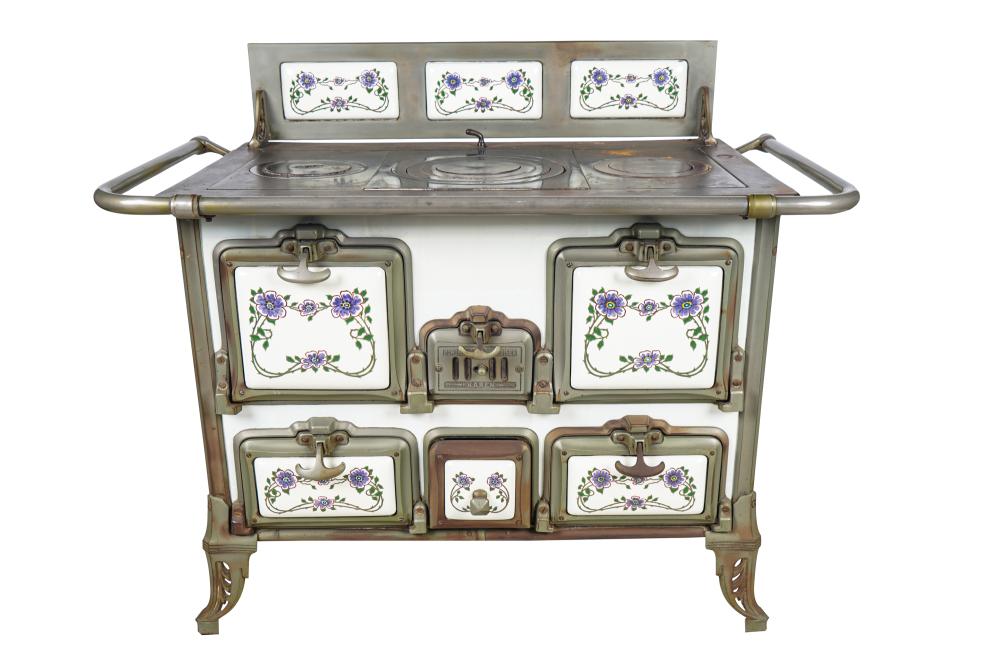 BELGIAN ENAMELED STOVEmarked Fonderies 336721