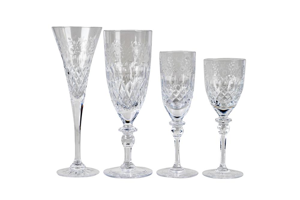SET OF GALLIA FLORAL ETCHED CRYSTAL 33671a