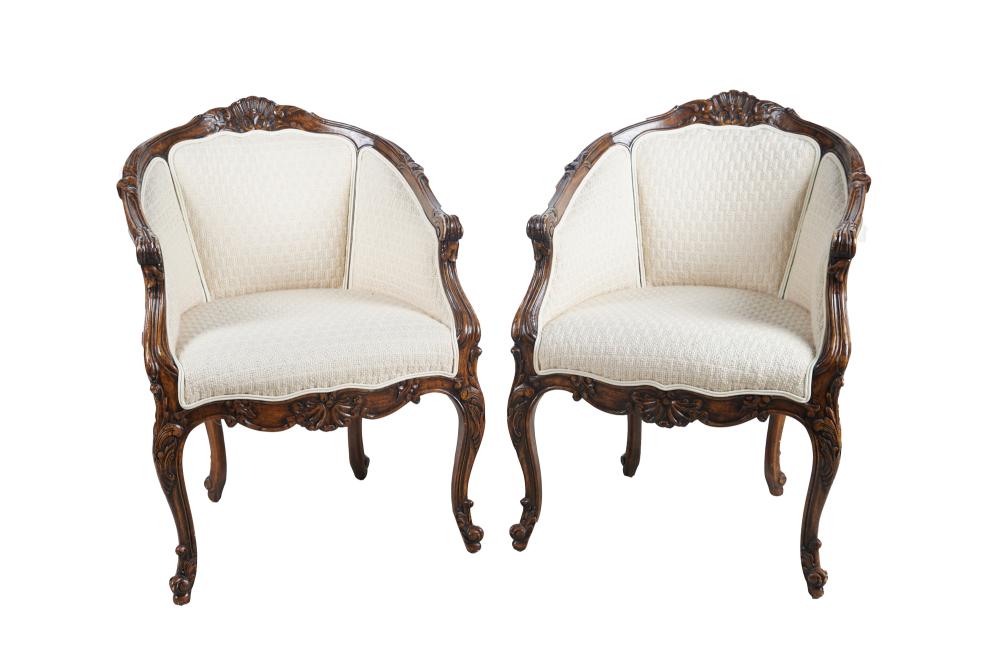 FOUR FRENCH PROVINCIAL STYLE UPHOLSTERED