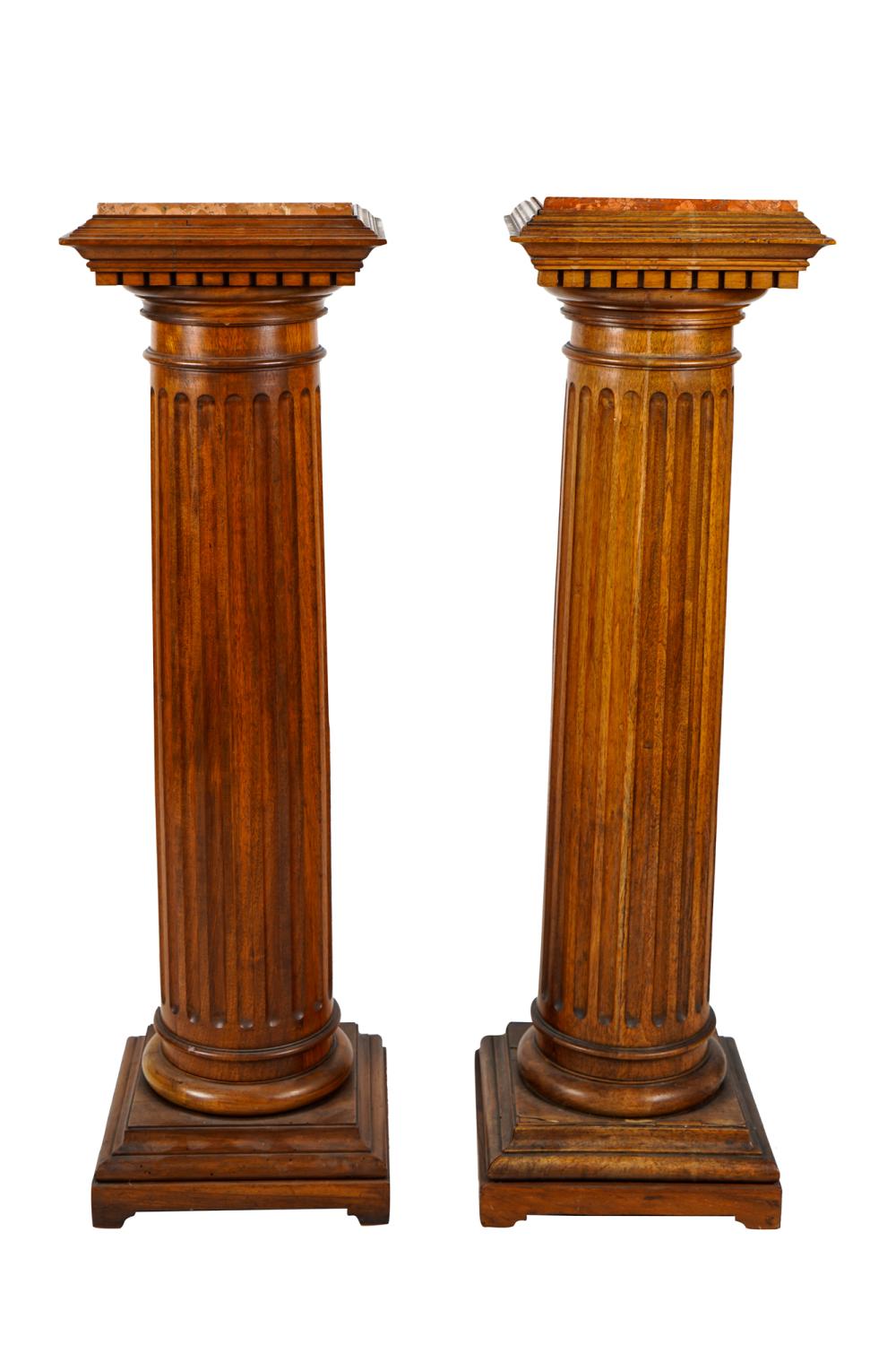 PAIR OF CARVED OAK COLUMNAR PEDESTALSwith