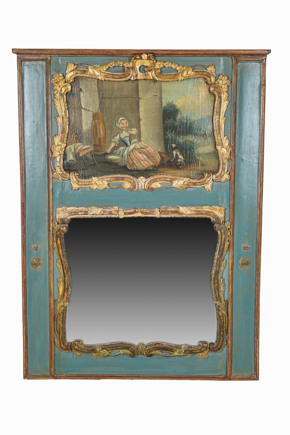 FRENCH PAINTED TRUMEAU MIRRORCondition  3367ab