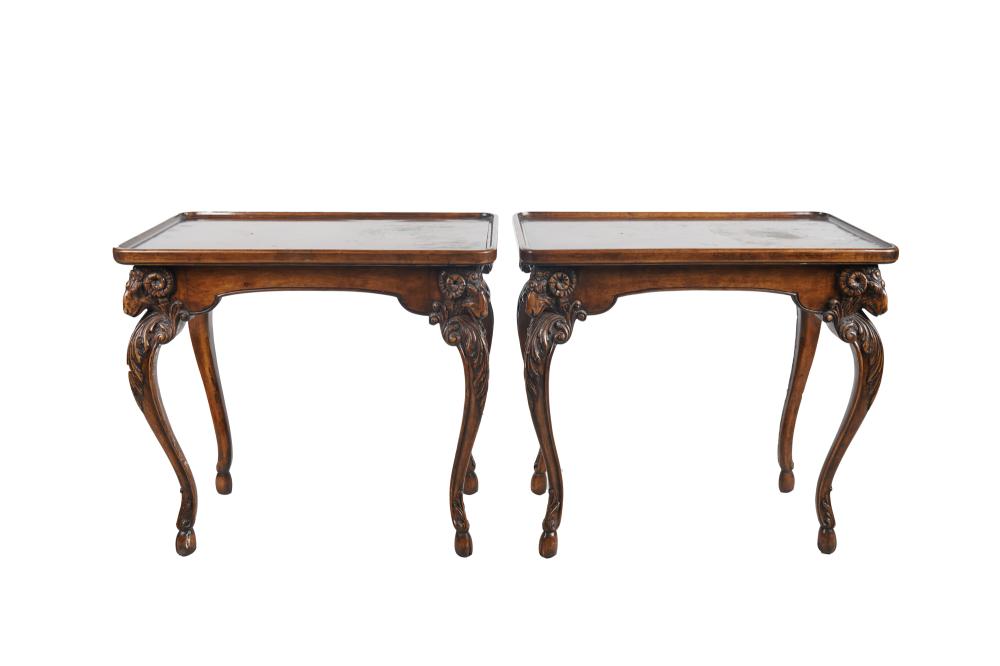 PAIR OF CARVED WALNUT SIDE TABLESeach 3367b5