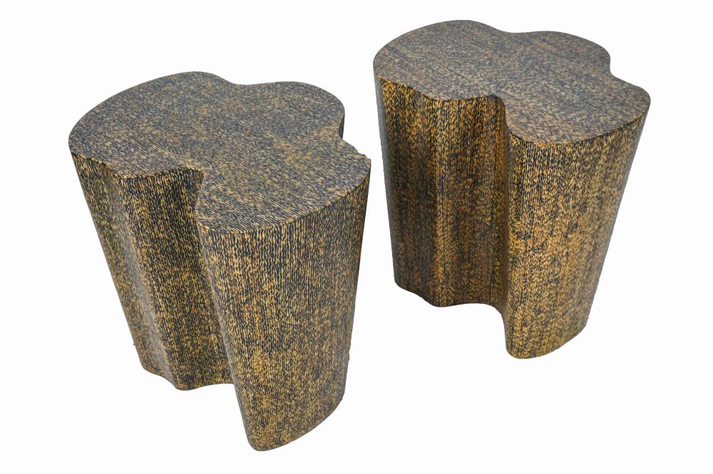 PAIR OF CONTEMPORARY WOOD END TABLESeach 3367ca