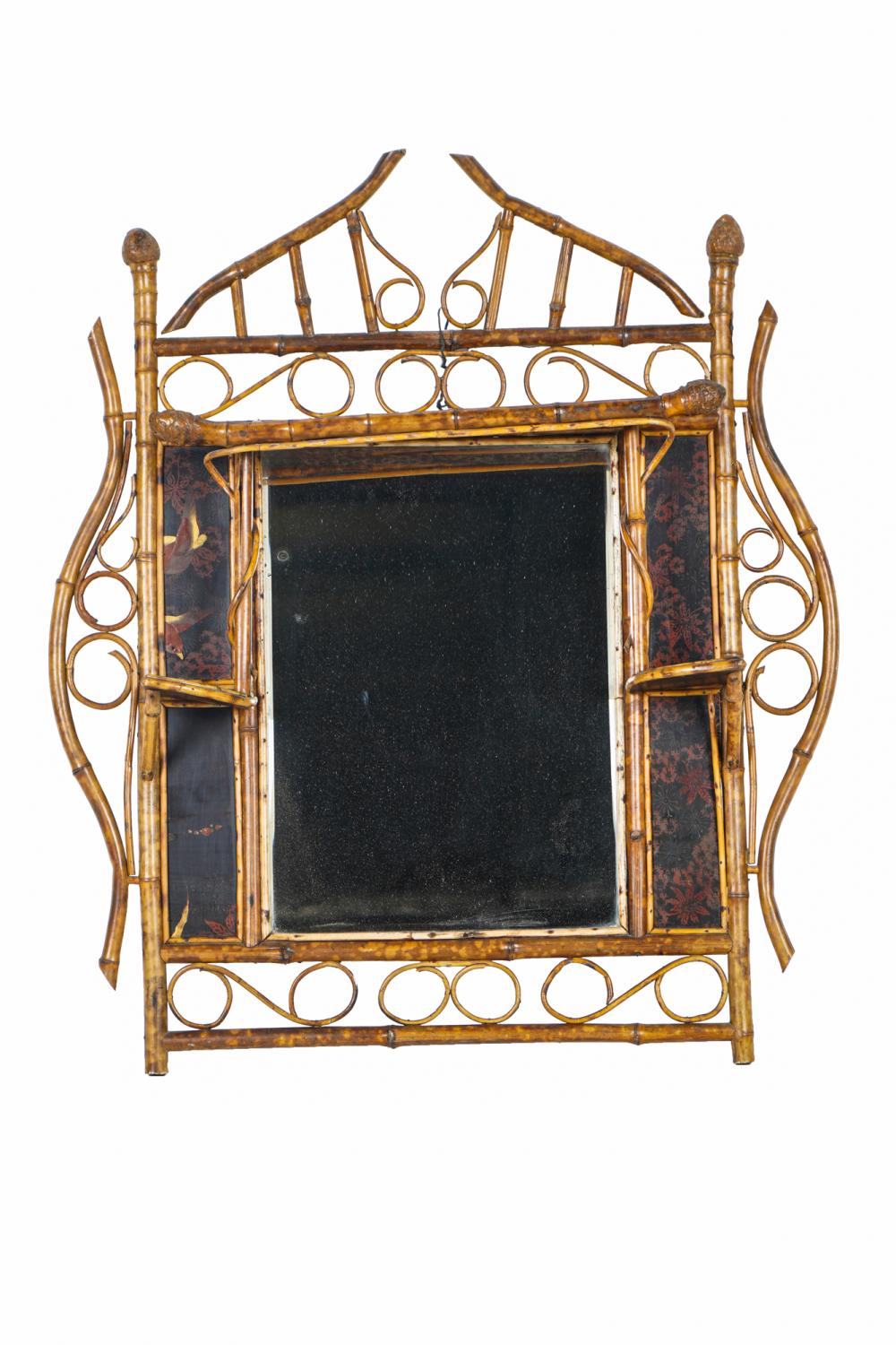 FRENCH LACQUERED BAMBOO WALL MIRRORthe
