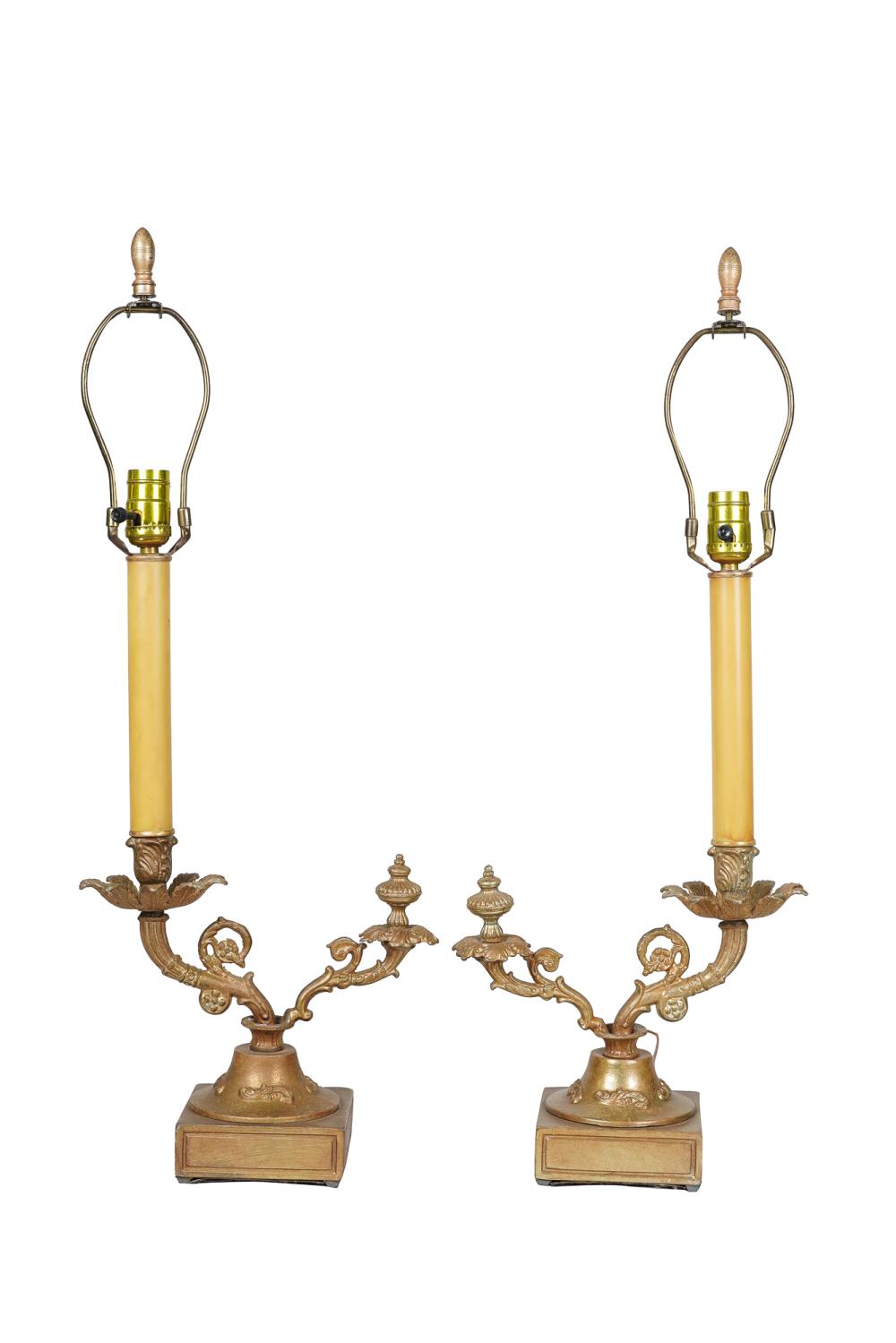 PAIR OF FRENCH GILT METAL CANDLESTICK