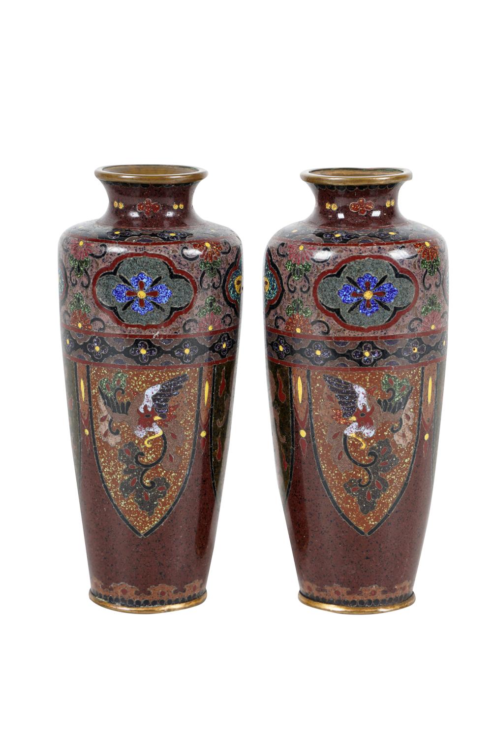 PAIR OF PURPLE CHINESE CLOISONNE 3367fe