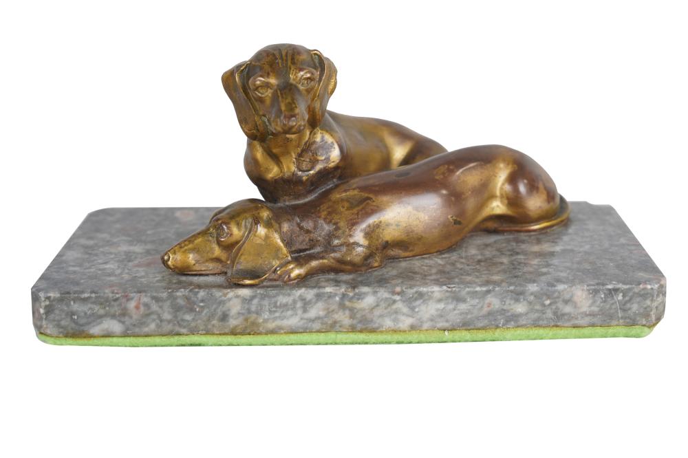 GILT BRONZE DACHSCHUND GROUPunsigned 336874