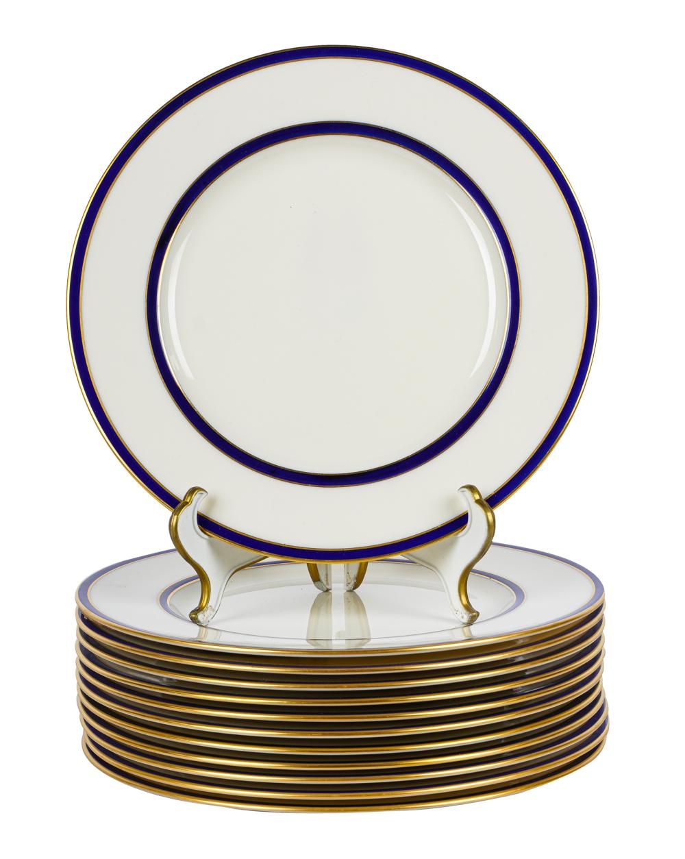 TWELVE LENOX COBALT GILT PORCELAIN 336886