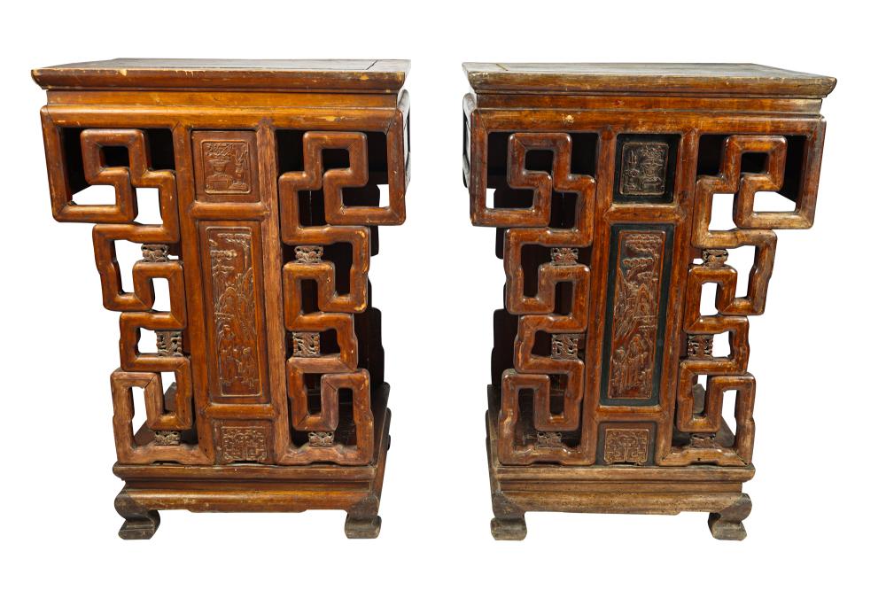 TWO CHINESE CARVED WOOD STANDSeach