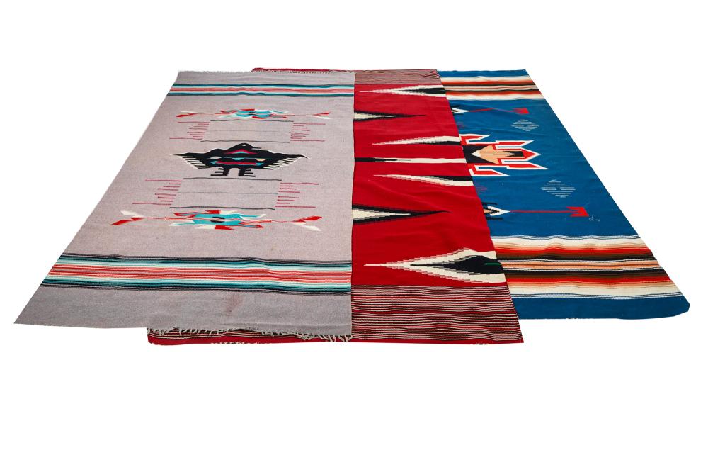 THREE MEXICAN WOOL BLANKETScomprising