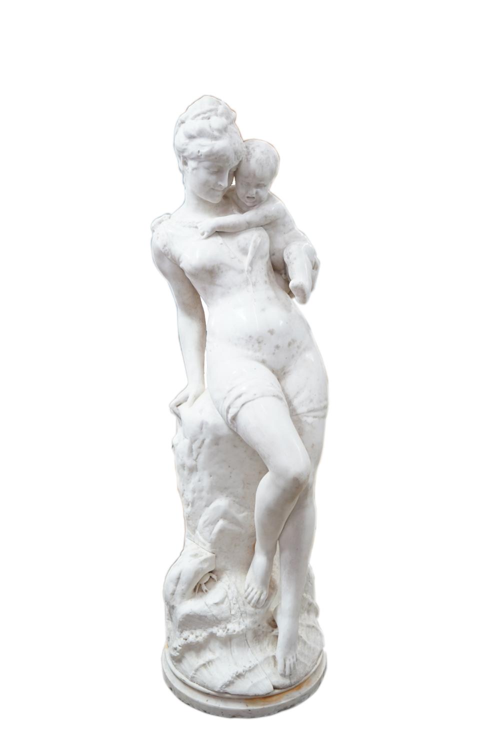 SCULPTURE OF MOTHER & CHILDmarble
