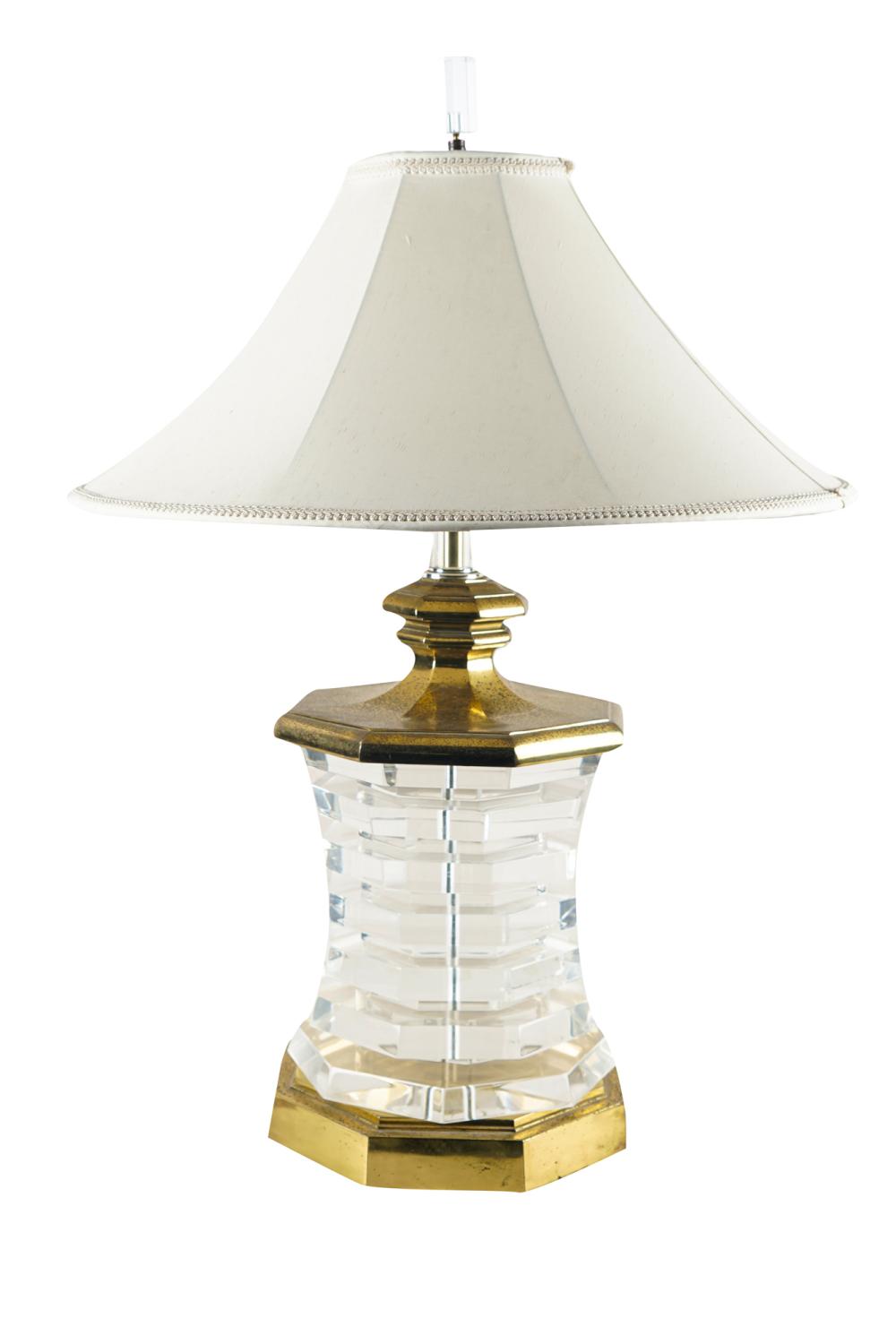 ACRYLIC BRASS TABLE LAMPCondition  3368ba