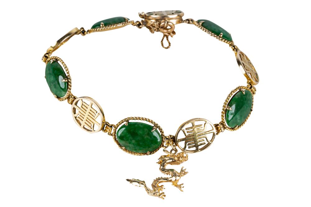 14 KARAT YELLOW GOLD JADE BRACELETcontaining 3368f1