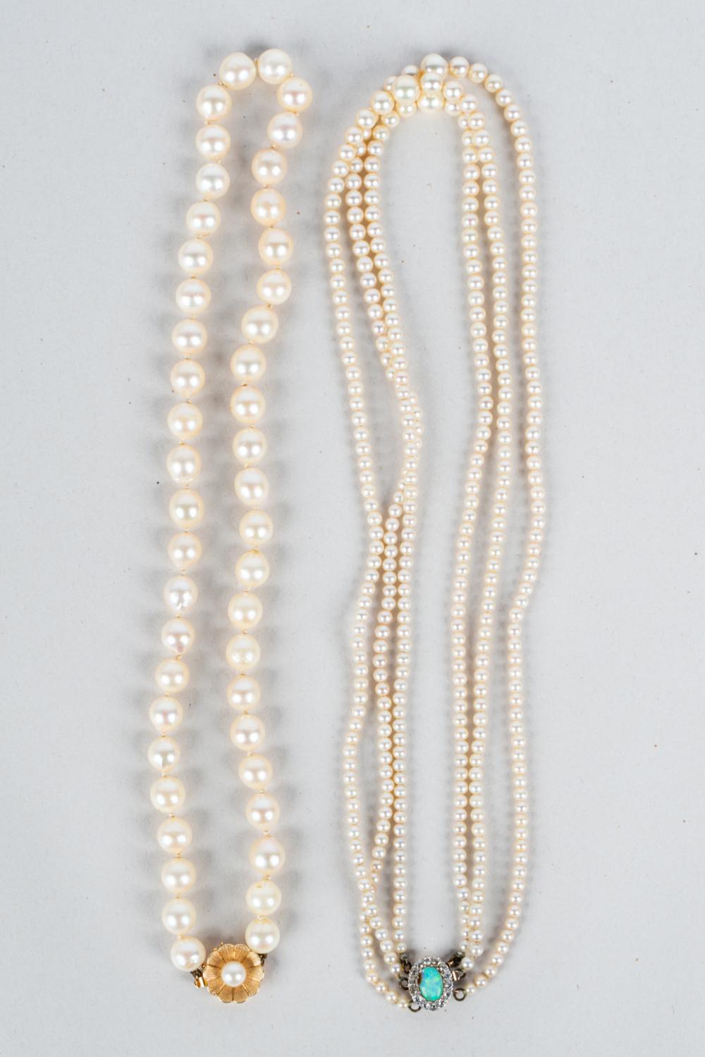 TWO ASSORTED 14 KARAT GOLD PEARL 336903
