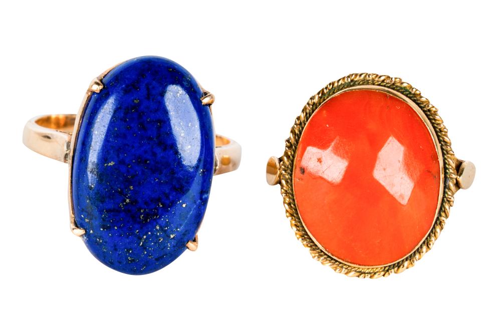 TWO ASSORTED YELLOW GOLD LAPIS 3368fa