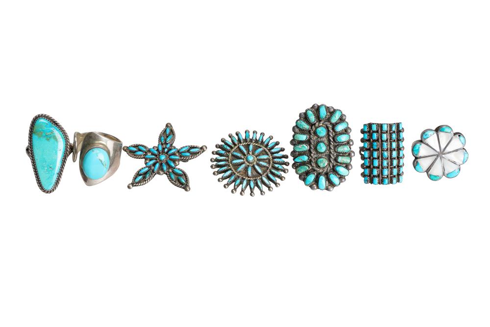 GROUP OF SEVEN TURQUOISE STERLING 33690d