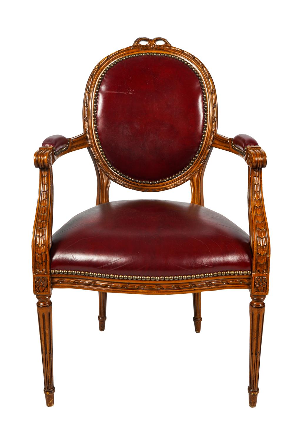LOUIS XVI STYLE CARVED WALNUT FAUTEUILwith 336914