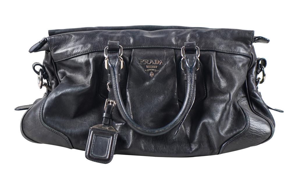 PRADA BLACK LEATHER BAGwith silver