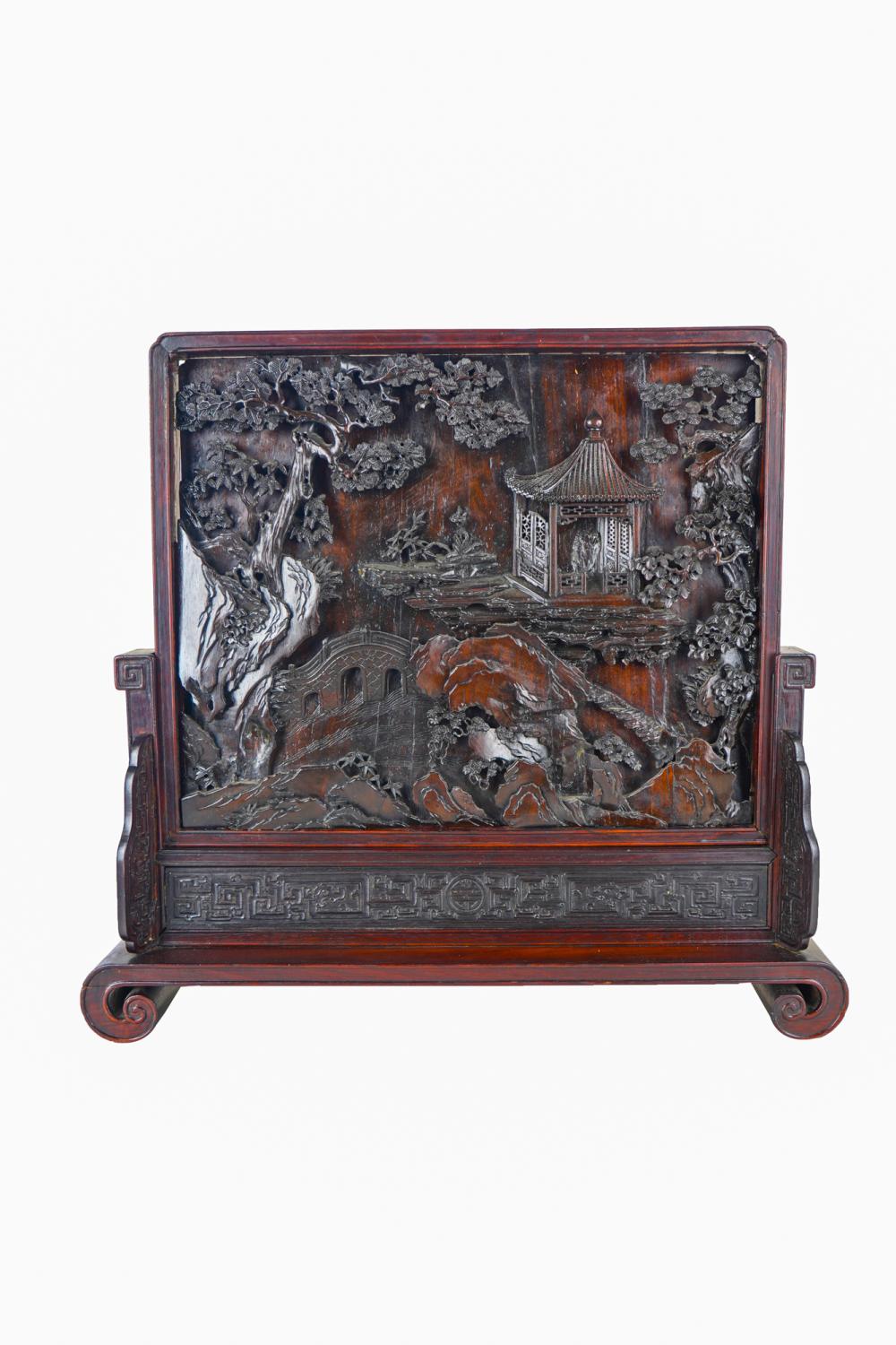 CHINESE CARVED WOOD TABLE SCREENin