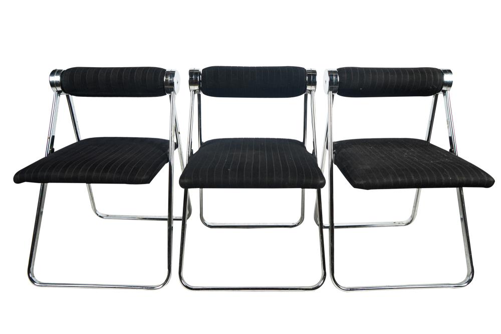 SIX CHROME FOLDING CHAIRSwith black