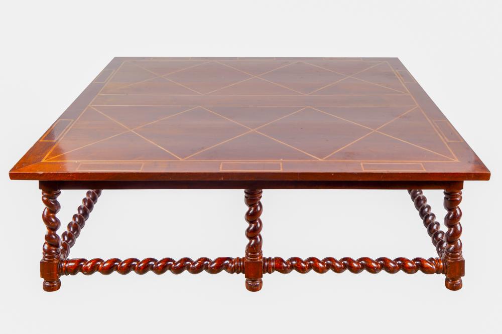 CARVED INLAID MAHOGANY COFFEE TABLEProvenance: