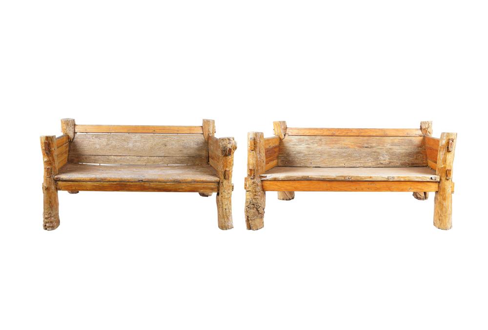 PAIR OF RUSTIC LOG BENCHESCondition  336951