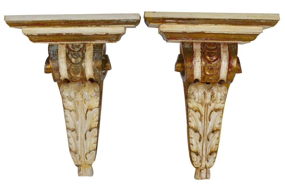 PAIR OF CARVED PAINTED GILTWOOD 33694a