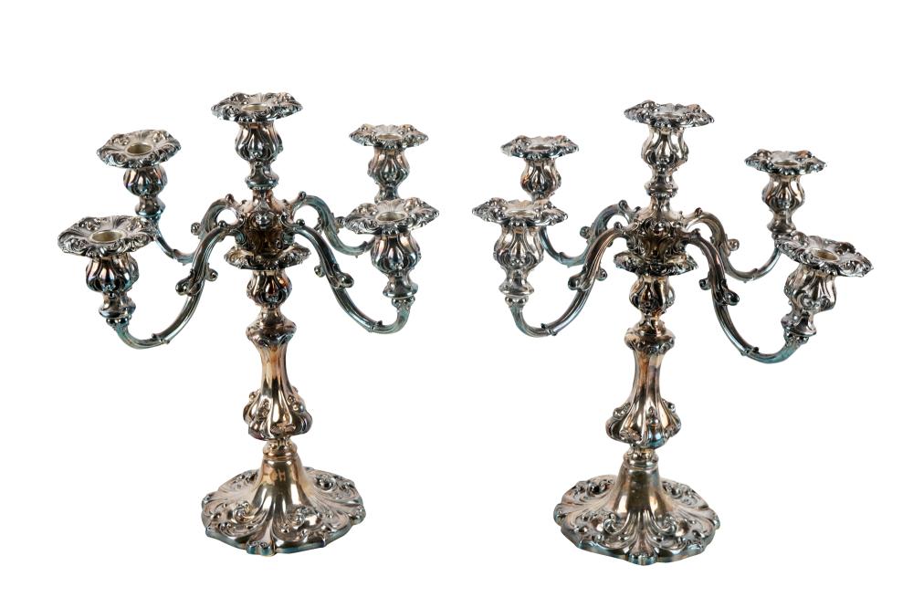 PAIR OF WALLACE SILVERPLATE CANDELABRAeach