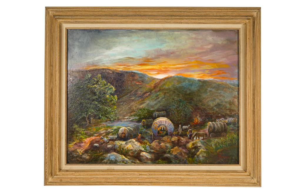 ELEANOR MAXSOM: WAGON TRAIN AT SUNSEToil