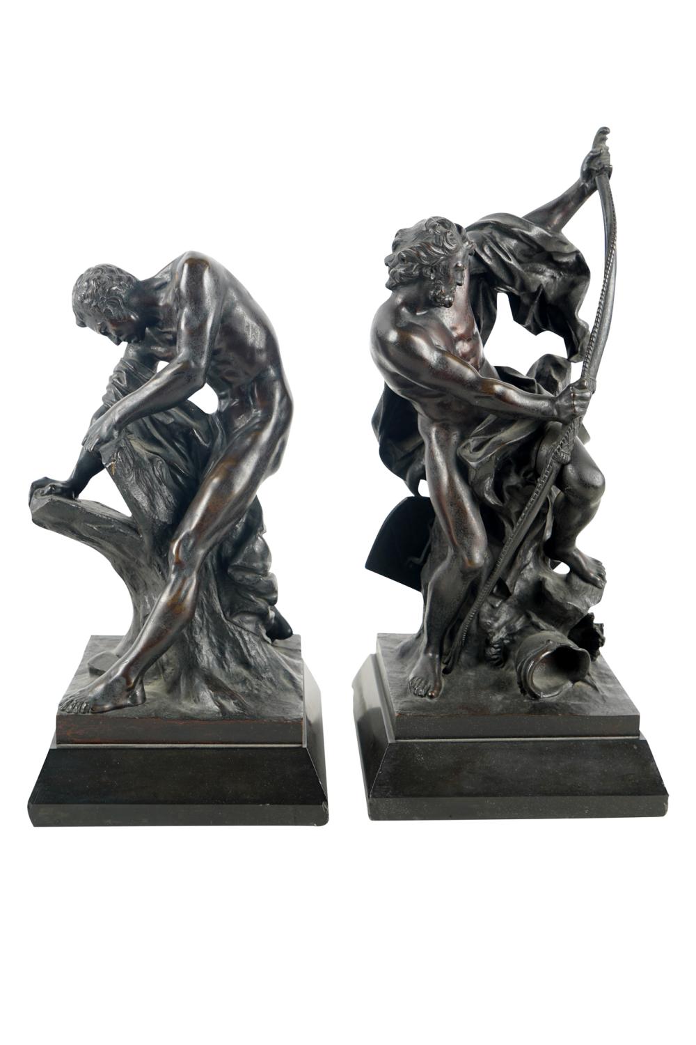 TWO NEOCLASSIC PATINATED BRONZE