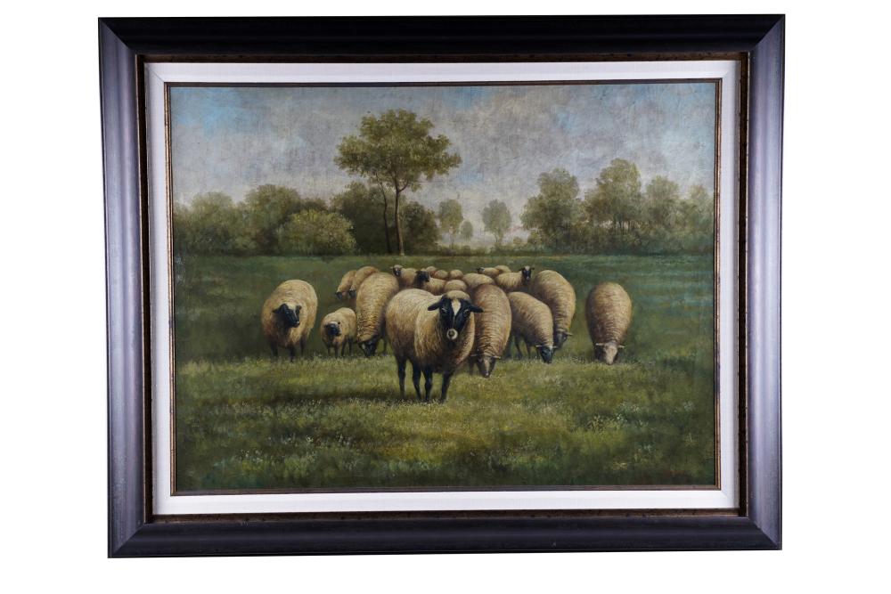 TREVOR JAMES LANDSCAPE WITH SHEEPoil 3369eb