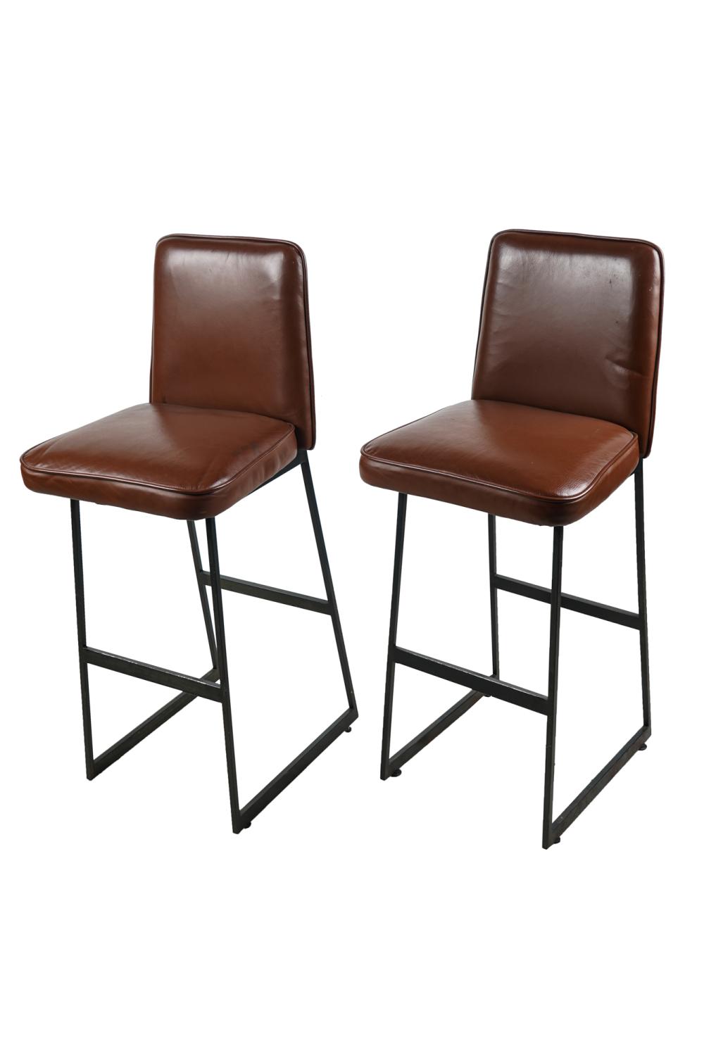 PAIR OF METAL & LEATHER CONTEMPORARY
