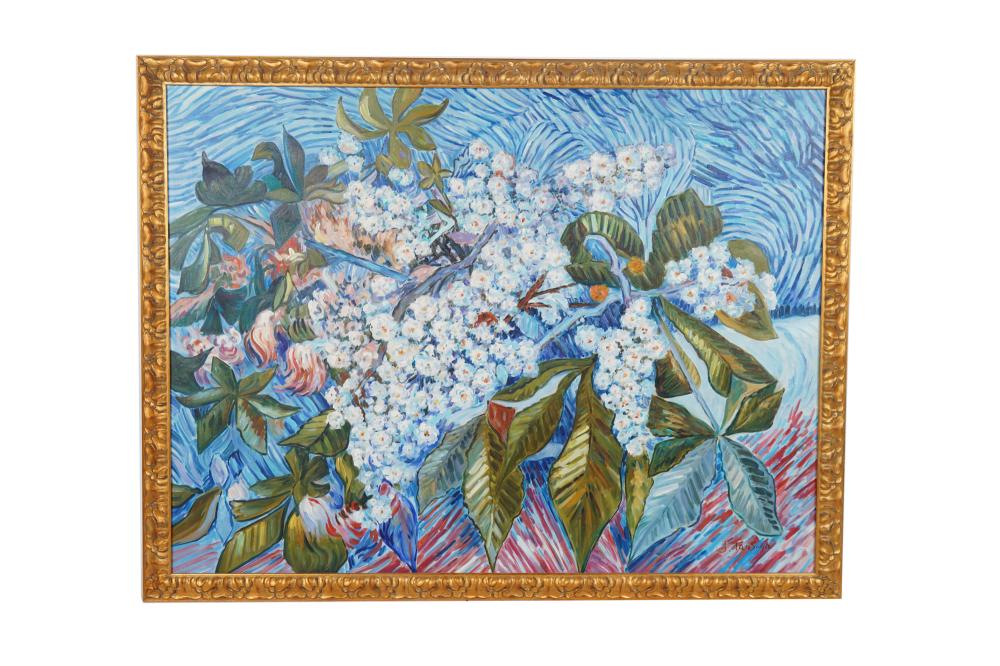 J LAUSOGH: BLUE FLOWERSoil on canvas