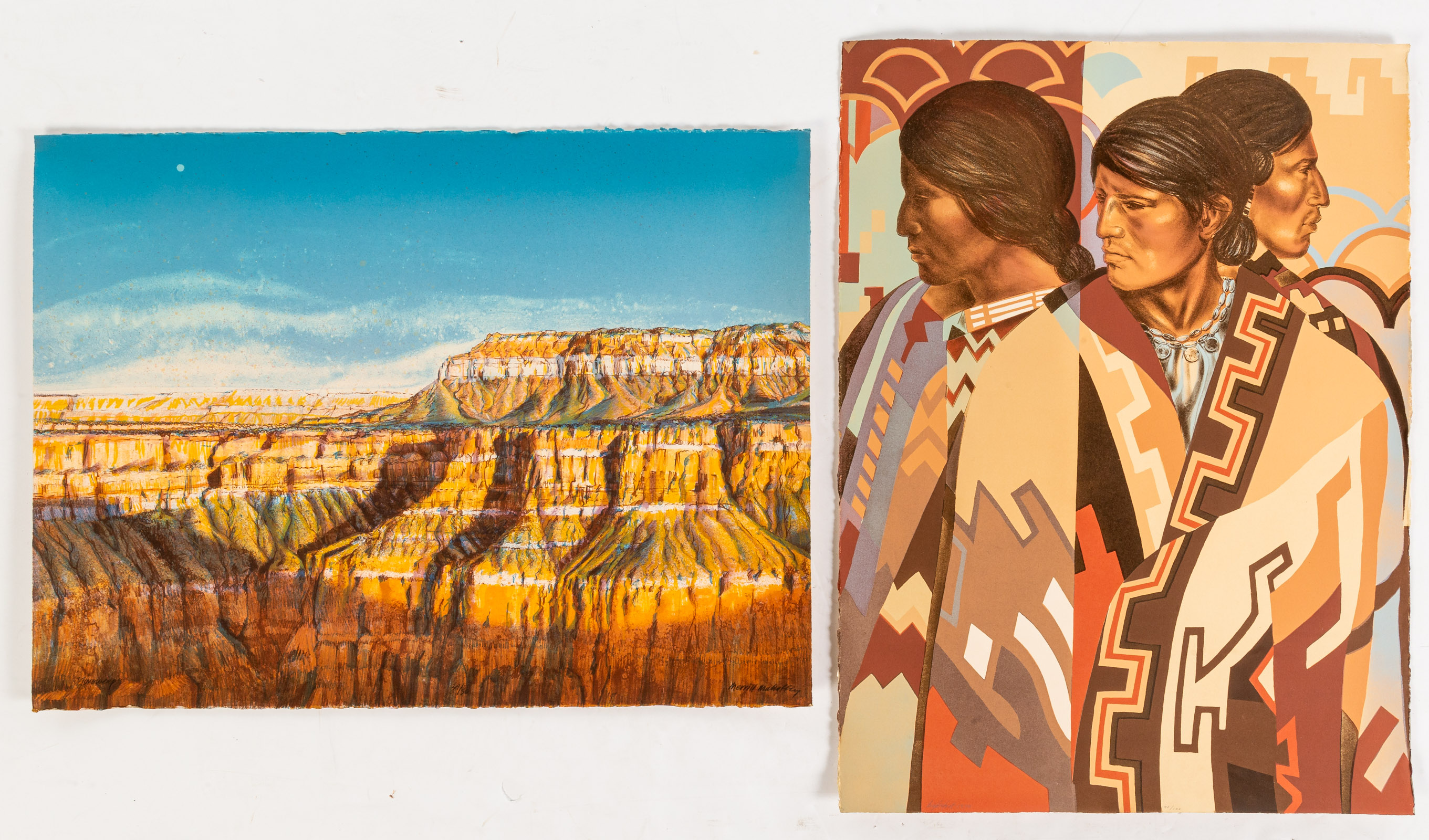 TWO UNFRAMED SOUTHWEST THEMED LITHOGRAPHS