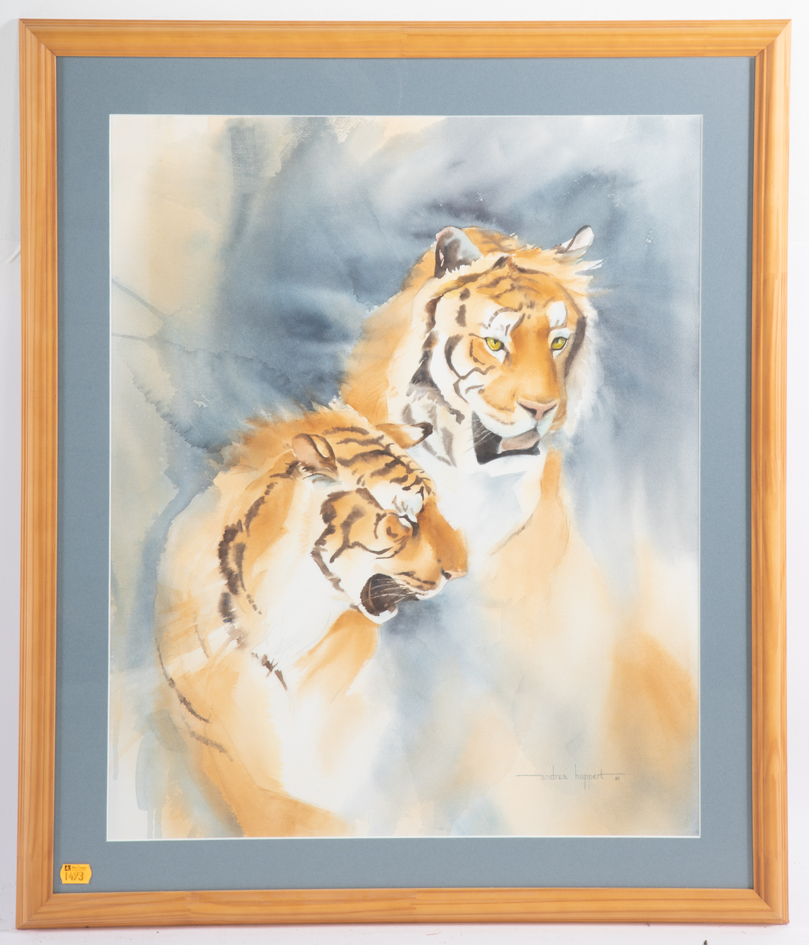 ANDREA HUPPERT. TWO TIGERS, WATERCOLOR