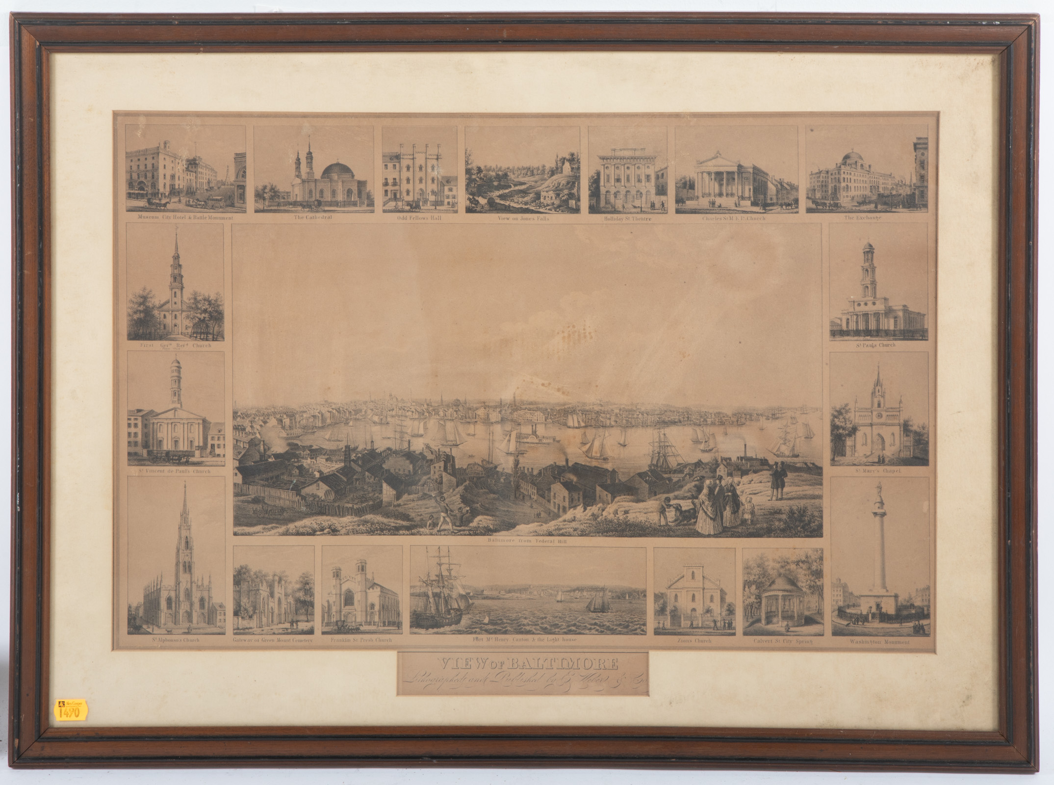 E. WEBER. VIEW OF BALTIMORE, LITHOGRAPH