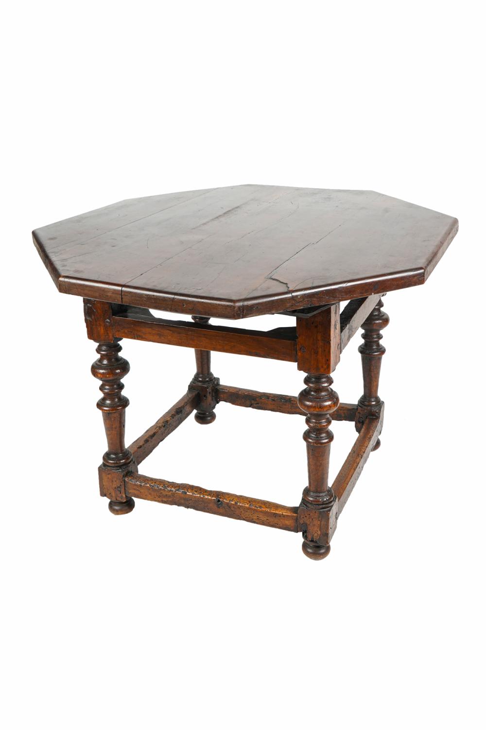 TUSCAN STYLE WALNUT OCTAGONAL TABLEProvenance: