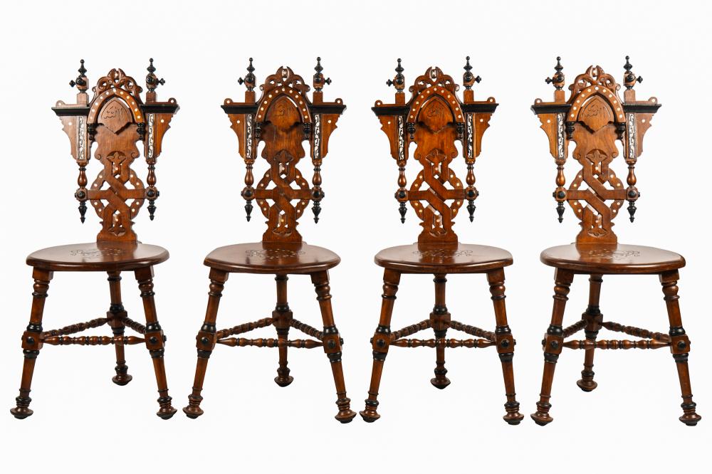 SET OF FOUR MOORISH-STYLE CARVED